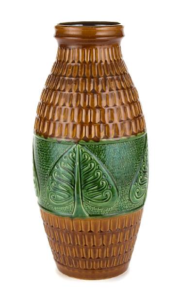 Appraisal: A majolica tall vase together with a contemporary painted and