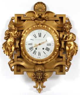 Appraisal: F BARBEDIENNE PARIS BRONZE WALL CLOCK TH C F BARBEDIENNE