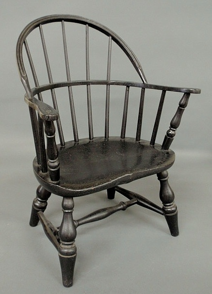 Appraisal: Windsor sack-back style child s chair with black paint decoration