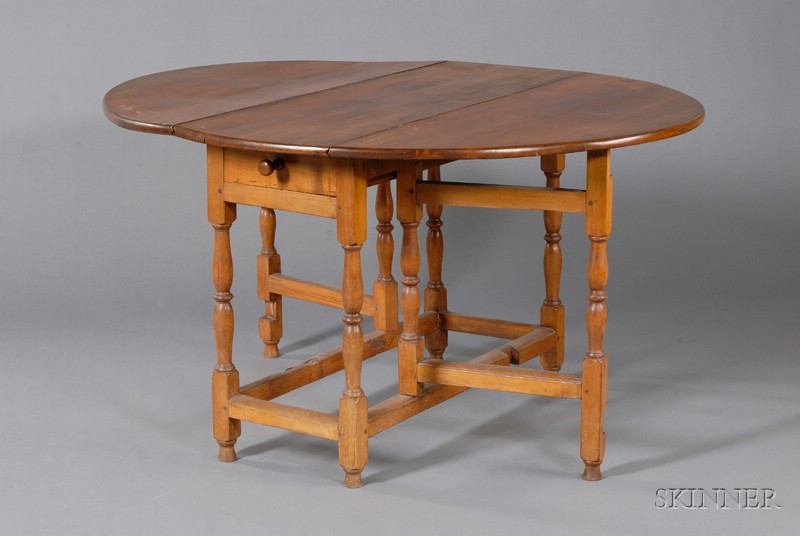 Appraisal: William and Mary Maple Drop-leaf Gate-leg Table New England early