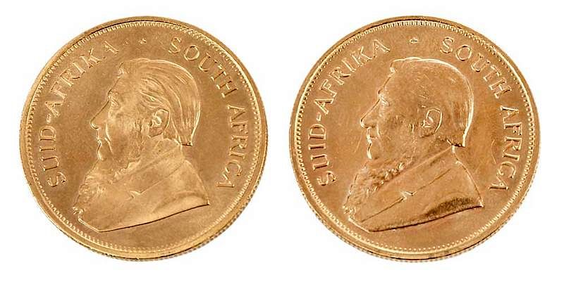 Appraisal: Two Krugerrand Gold Coins both dated marked oz fine gold