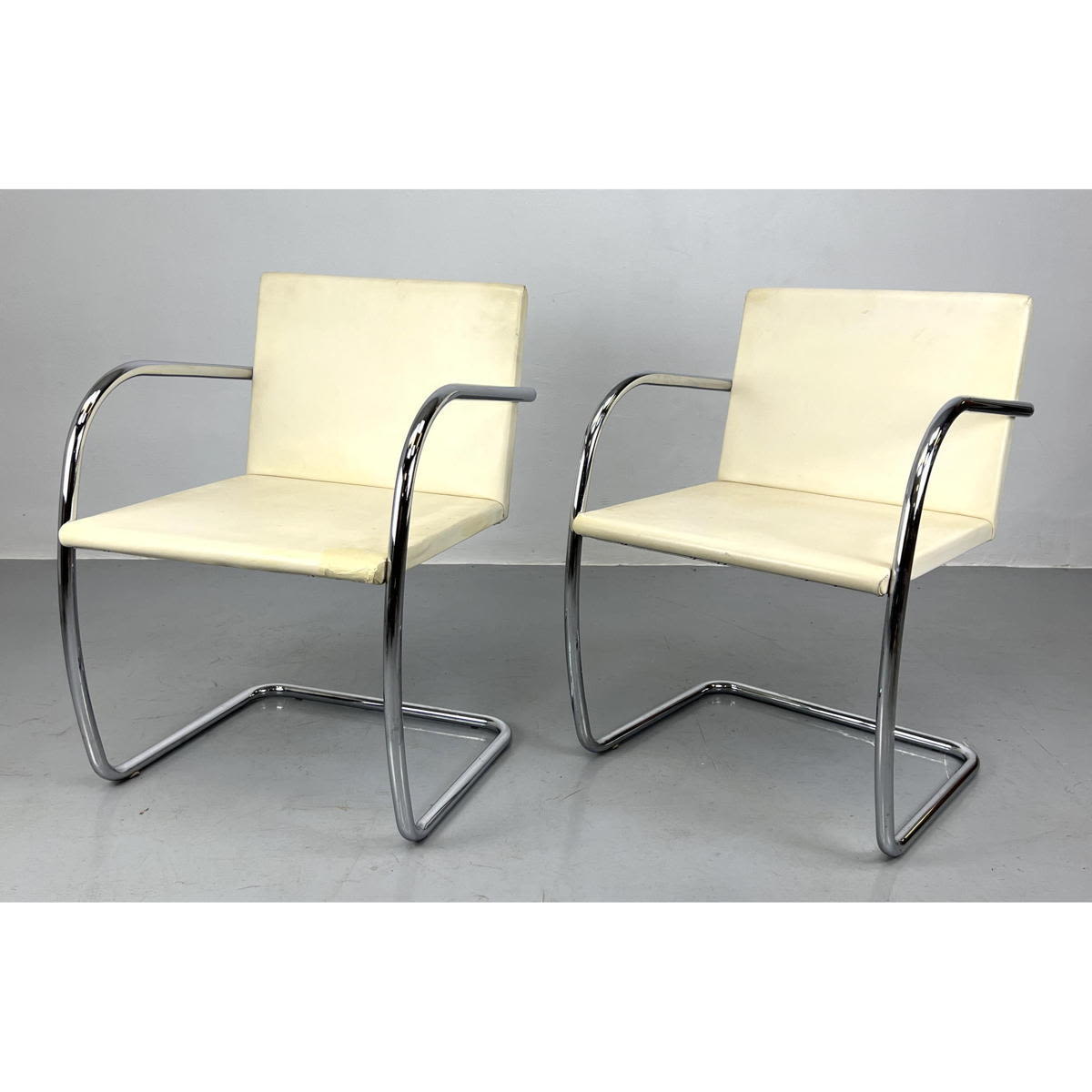 Appraisal: Pair KNOLL Chrome Frame Arm Chairs BRNO Style Dimensions H