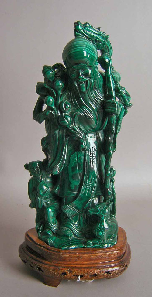 Appraisal: Chinese carved malachite figure th c h