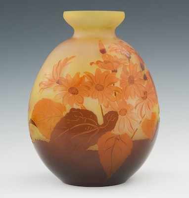 Appraisal: A Cameo Glass Vase Signed Galle The slightly flattened bulbous