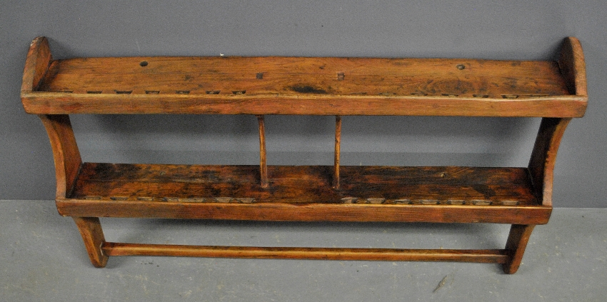 Appraisal: - New Jersey yellow pine hanging spoon and plate rack