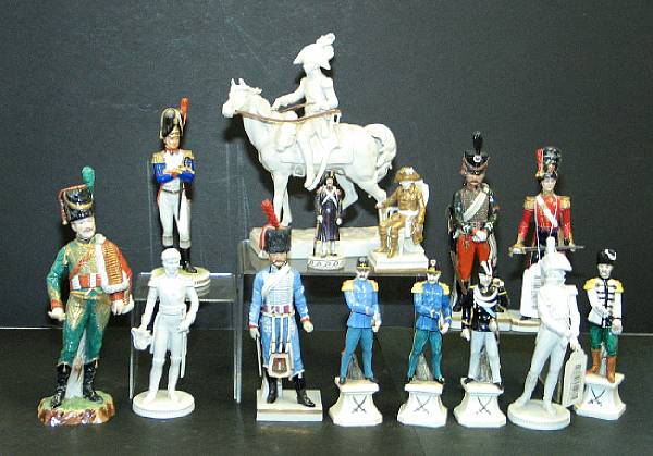 Appraisal: An assembled group of fourteen German and French ceramic military