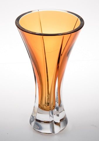 Appraisal: Waterford Crystal Amber Vase Waterford Contemporary design cut crystal amber