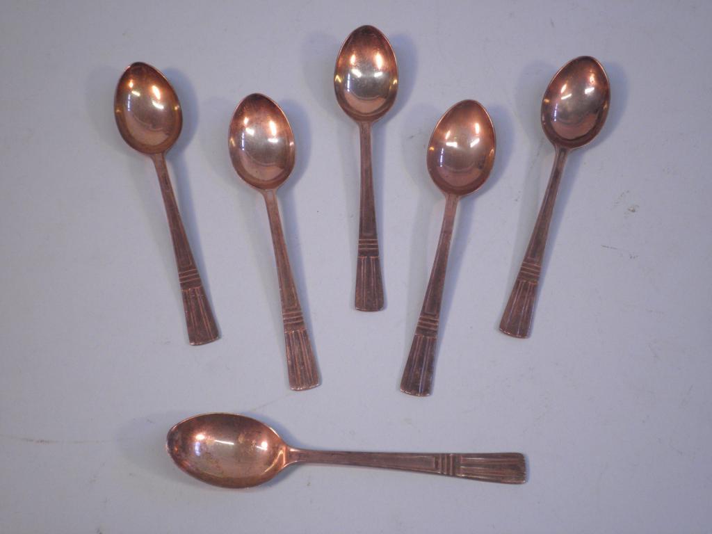 Appraisal: A set of six silver teaspoons each handle with a