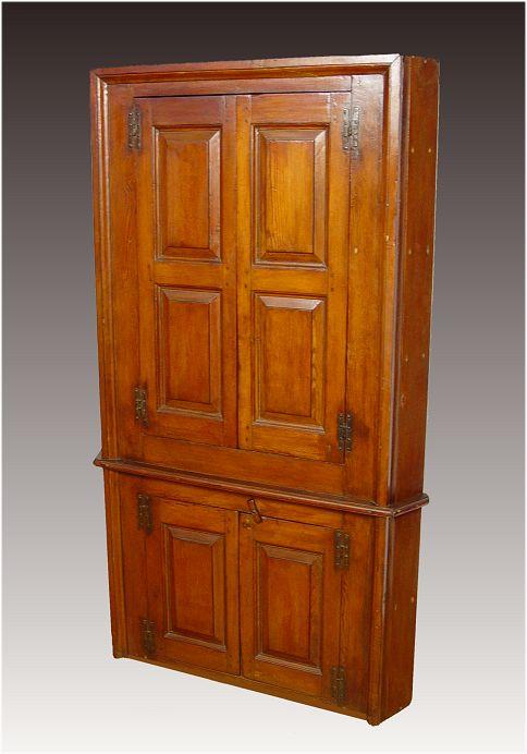 Appraisal: TH C AMERICAN COUNTRY PINE ARCHITECTURAL CORNER CUPBOARD Blind cabinet