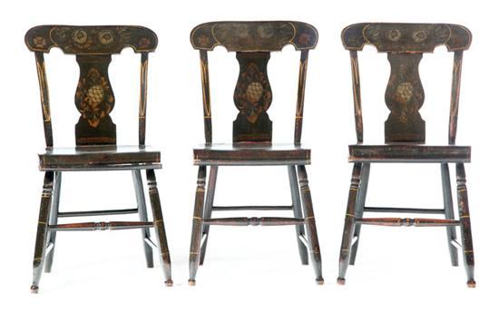 Appraisal: SET OF DECORATED SIDE CHAIRS American nd quarter- th century