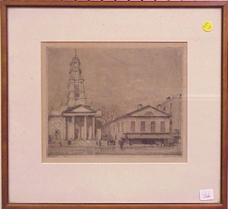 Appraisal: Louis Orr Hartford Connecticut - etching South Congregational Church Hartford