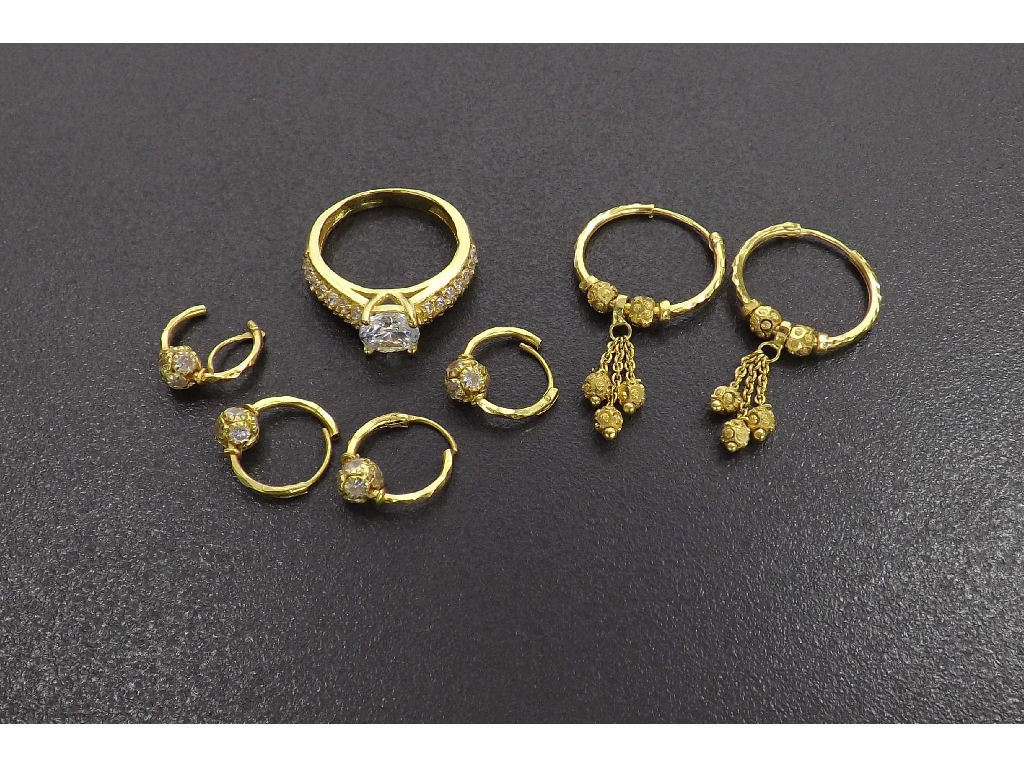 Appraisal: ct ring ring size J together with three pairs of