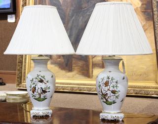 Appraisal: Pair of porcelain vases in the Rothschild Birds pattern by