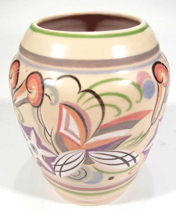 Appraisal: Poole pottery pink ground vase hand painted with stylised Art