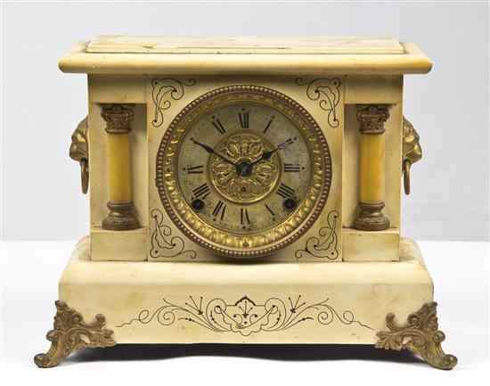 Appraisal: An American Gilt Metal Mounted Painted Mantel Clock Seth Thomas