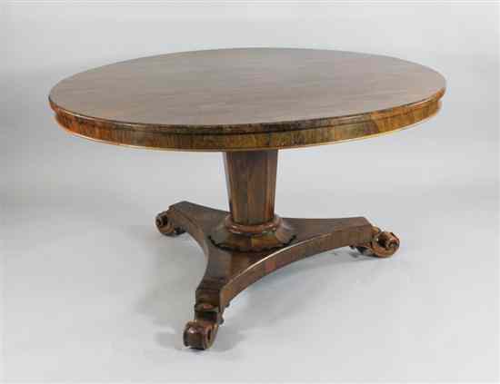 Appraisal: A William IV rosewood circular breakfast table on a tapering