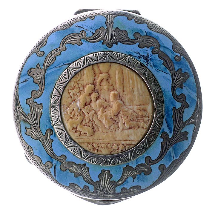 Appraisal: Italian Enamel Compact An brass and enamel and composition compact