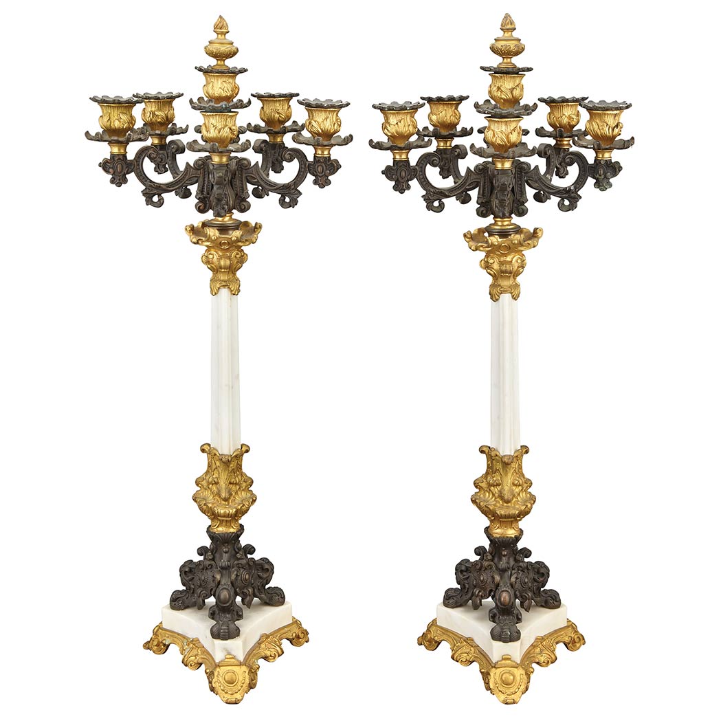 Appraisal: Pair of Napoleon III Style Gilt and Patinated-Bronze and White