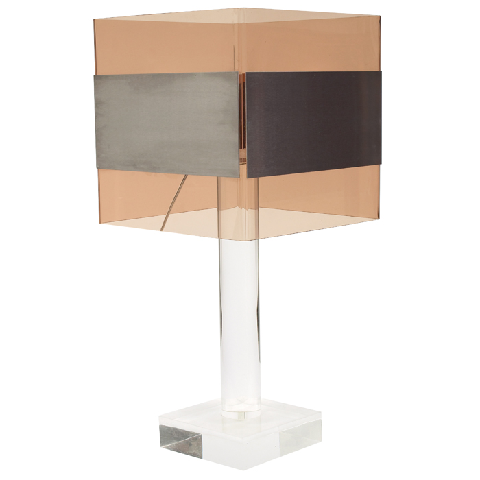 Appraisal: Willy Rizzo large table lamp clear Lucite base and column