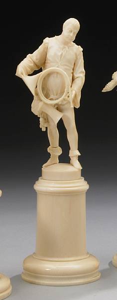 Appraisal: A Continental carved ivory figure of a musician late th