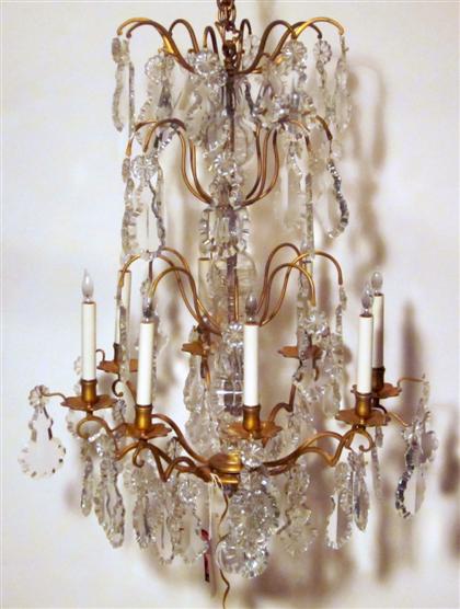 Appraisal: Louis XVI style eight branch gilt bronze and luster chandelier