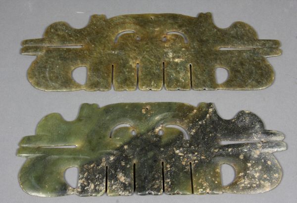 Appraisal: Two Chinese carved neolithic serpentine combs EST '