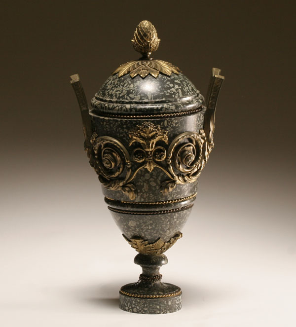 Appraisal: Marble urn form with ormolu mounts solid body with metal