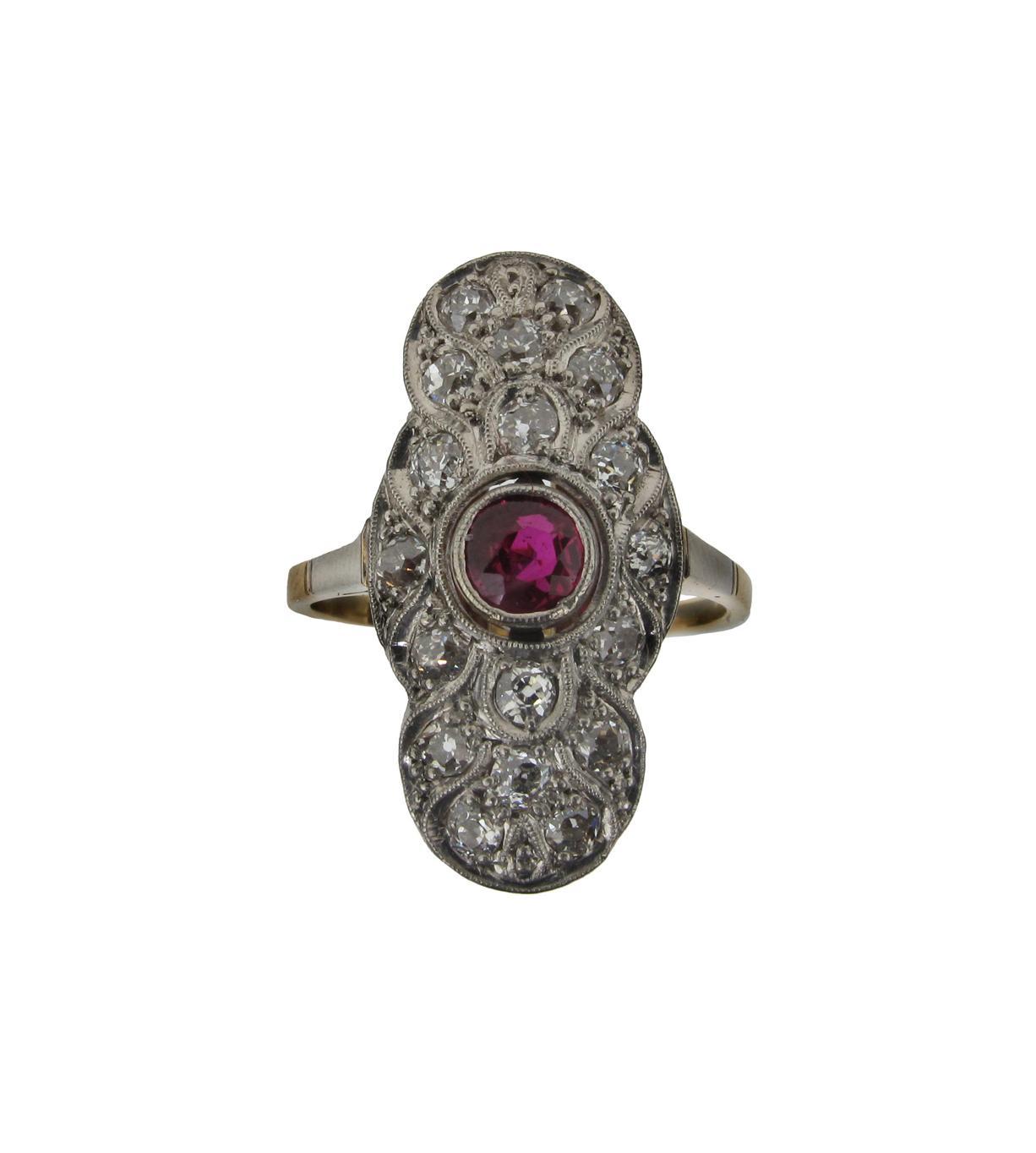 Appraisal: A ruby and diamond plaque ring