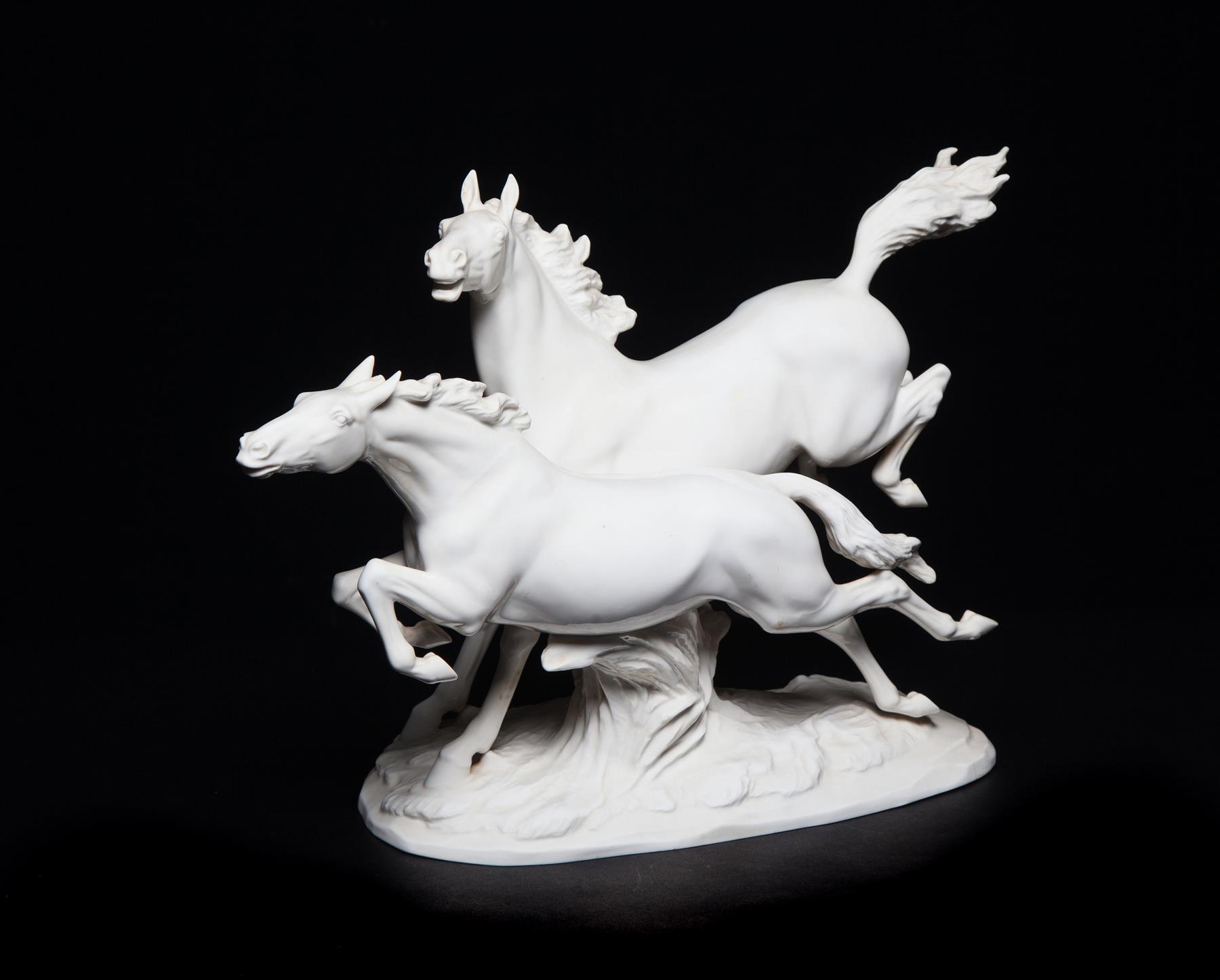 Appraisal: HUTSCHENREUTHER FIGURAL GROUP OF HORSES Germany th century High glaze