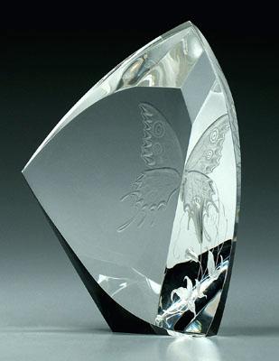 Appraisal: Steuben butterfly engraved crystal prism designed by George Thompson engraved