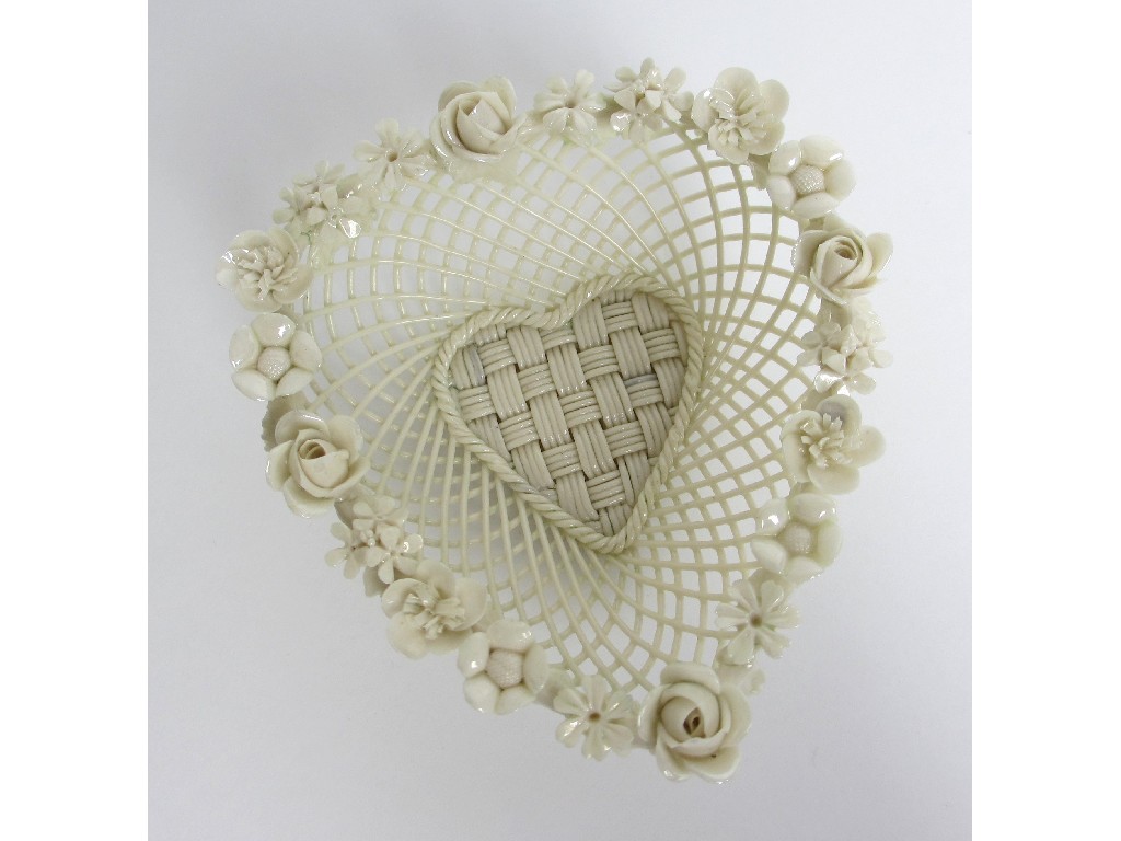 Appraisal: A Belleek heart shaped basket applied with flowers impressed marks