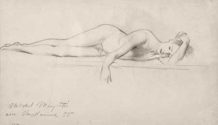 Appraisal: JOHN SINGER SARGENT American - Reclining Young Male Nude Pencil