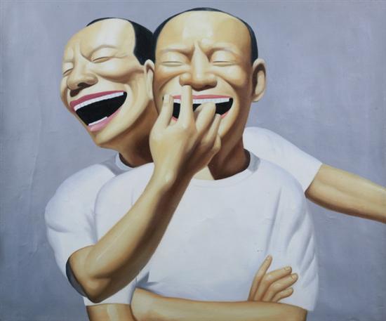 Appraisal: AFTER YUE MINJUN Chinese b UNTITLED Oil on canvas -