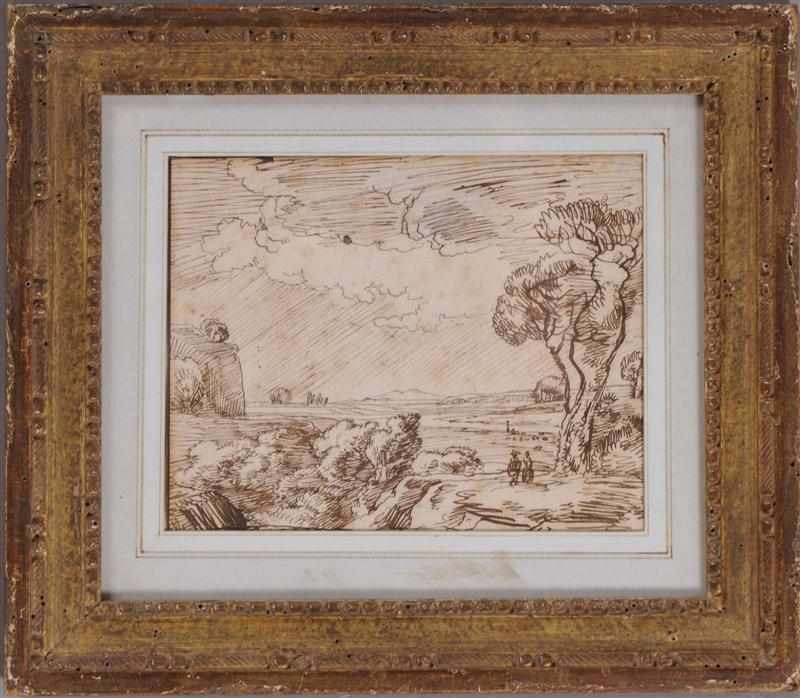 Appraisal: TWO DUTCH LANDSCAPE DRAWINGS The larger in ink in a