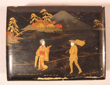 Appraisal: Lot Japanese Postcard Album Ca Gilt color pictorial laquered bds