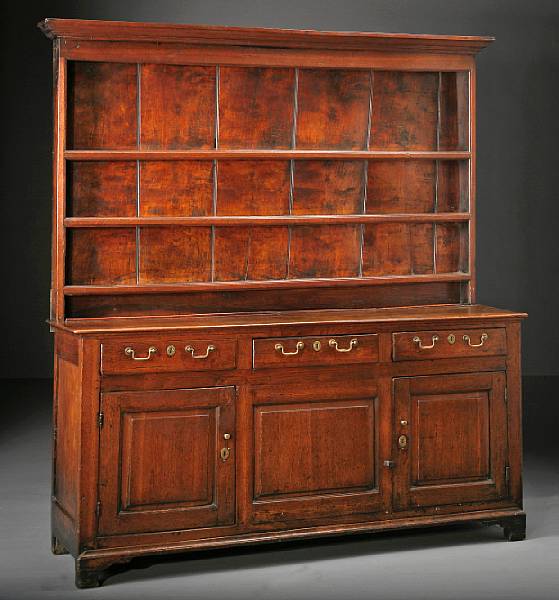 Appraisal: A George III oak dresser late th century The upper