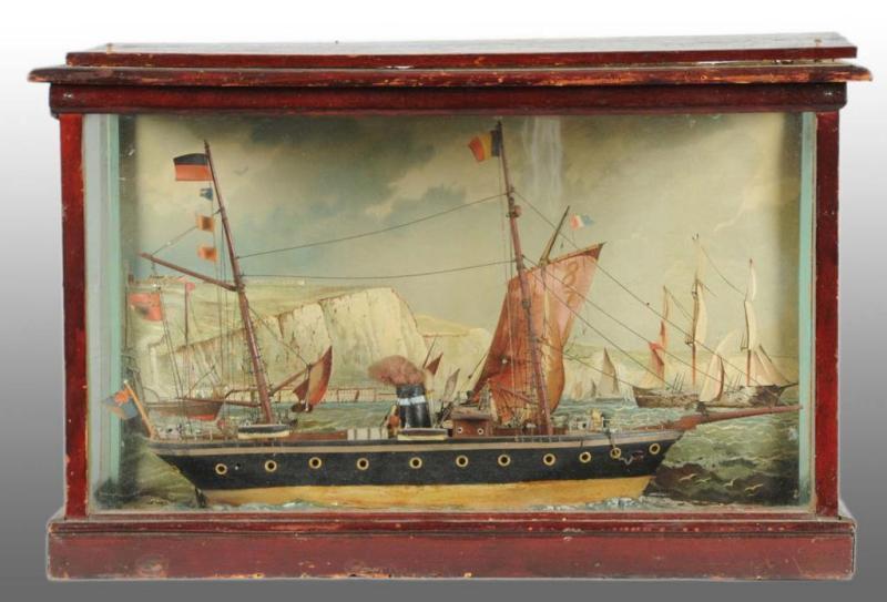 Appraisal: Model Ship in Glass Enclosed Case Description Very old sailboat