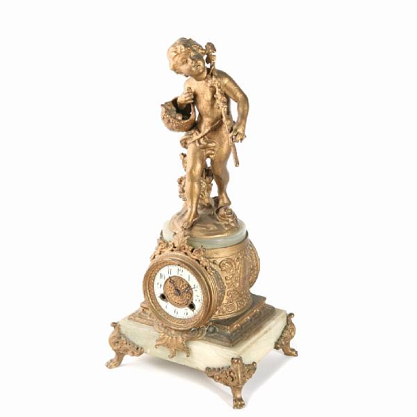 Appraisal: A French gilt metal mounted mantel clock height in