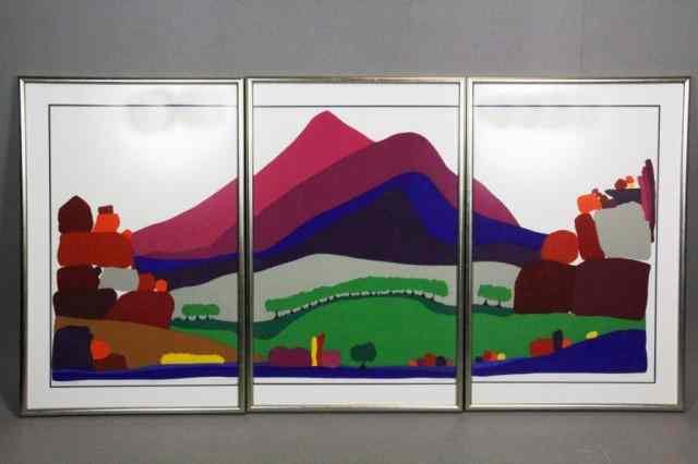 Appraisal: Framed Abstract Triptych of Summer - GelakoskaIncluding three large framed