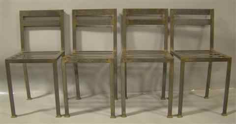 Appraisal: SET OF FOUR MODERN FRENCH METAL SIDE CHAIRS FROM TAKASHIMAYA