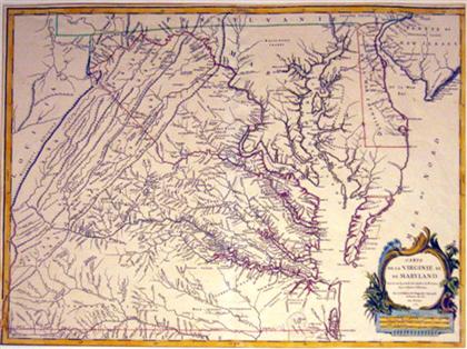 Appraisal: piece Hand-Colored Engraved Map Vaugondy Robert de Carte de la'