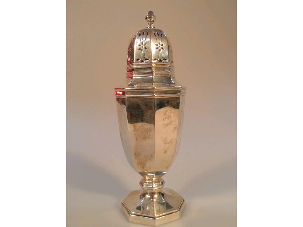 Appraisal: A George V octagonal silver sugar castor makers Walker Hall