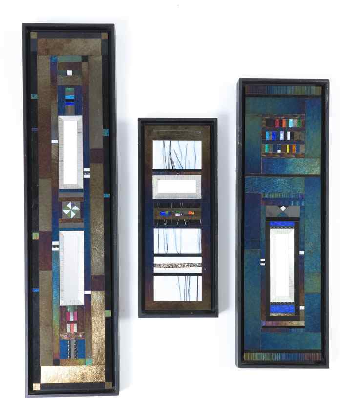 Appraisal: PIECES THOMAS MEYERS STUDIO Framed Decorative Mosaic Glass Panels Graduating