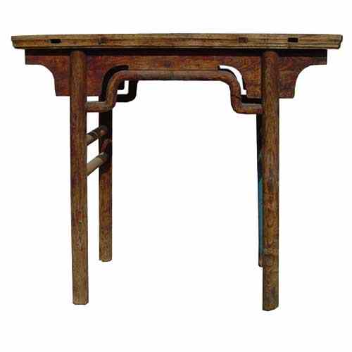 Appraisal: A Chinese Elm Trestle-Leg Wine Table circa having a floating