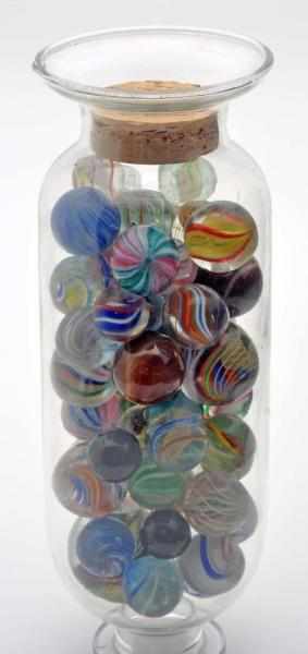 Appraisal: Bell Jar of Handmade Marbles Description Includes three lutz two