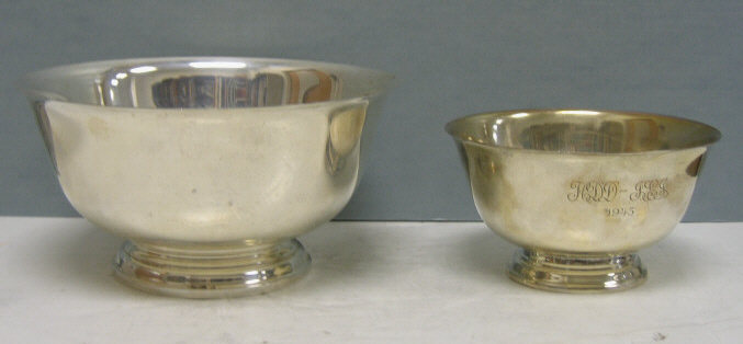 Appraisal: TWO 'PAUL REVERE' STYLE STERLING SILVER BOWLS The larger one