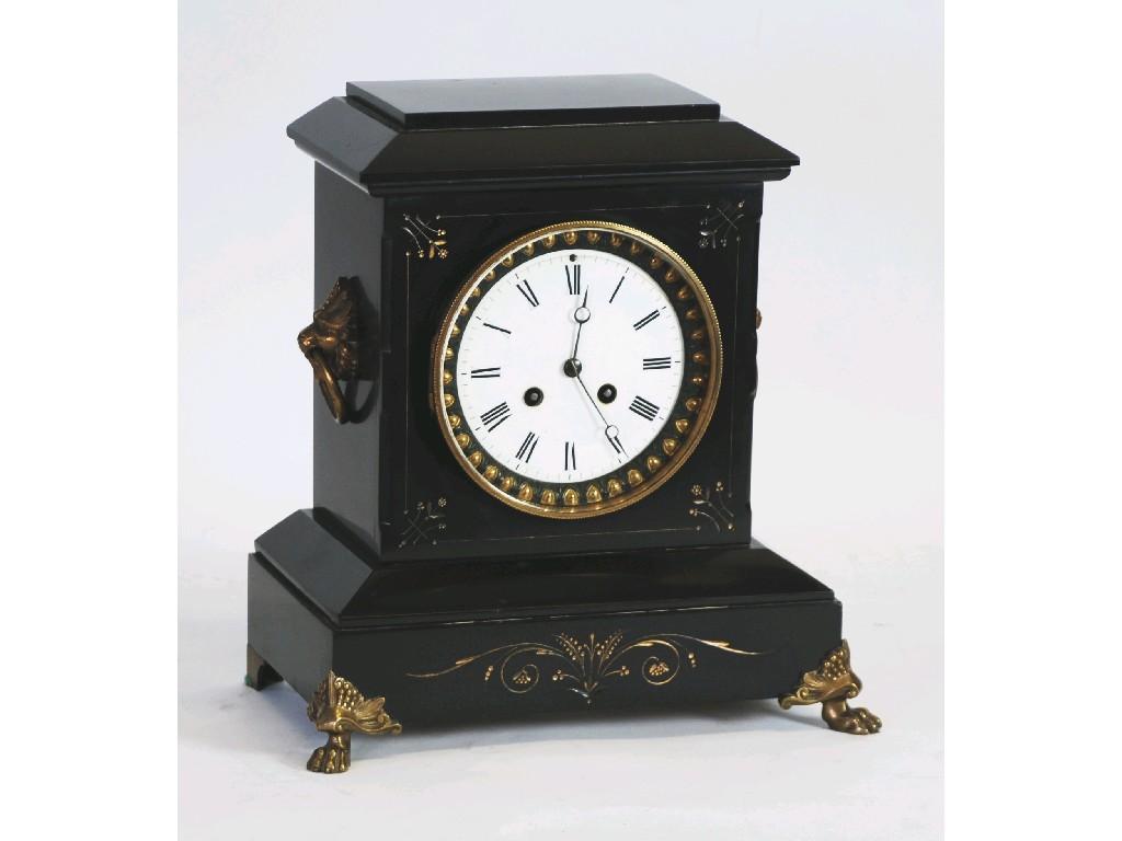 Appraisal: LATE TH CENTURY BLACK SLATE AND GILT METAL MANTEL CLOCK