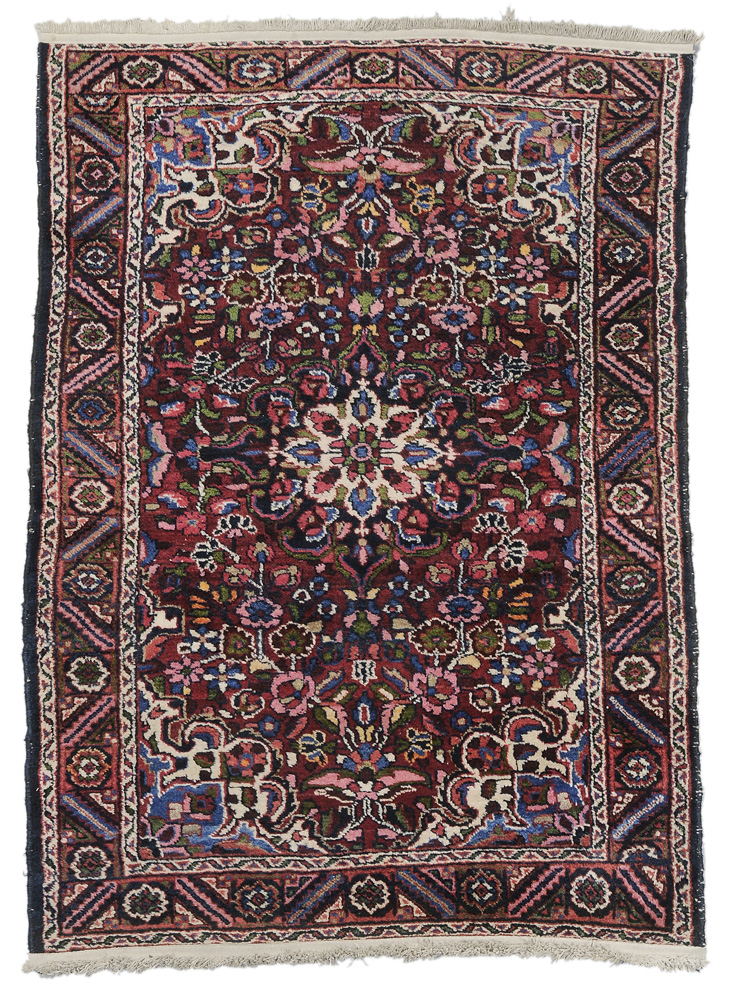 Appraisal: Baktiari Rug Persian th century circular medallion with brightly colored