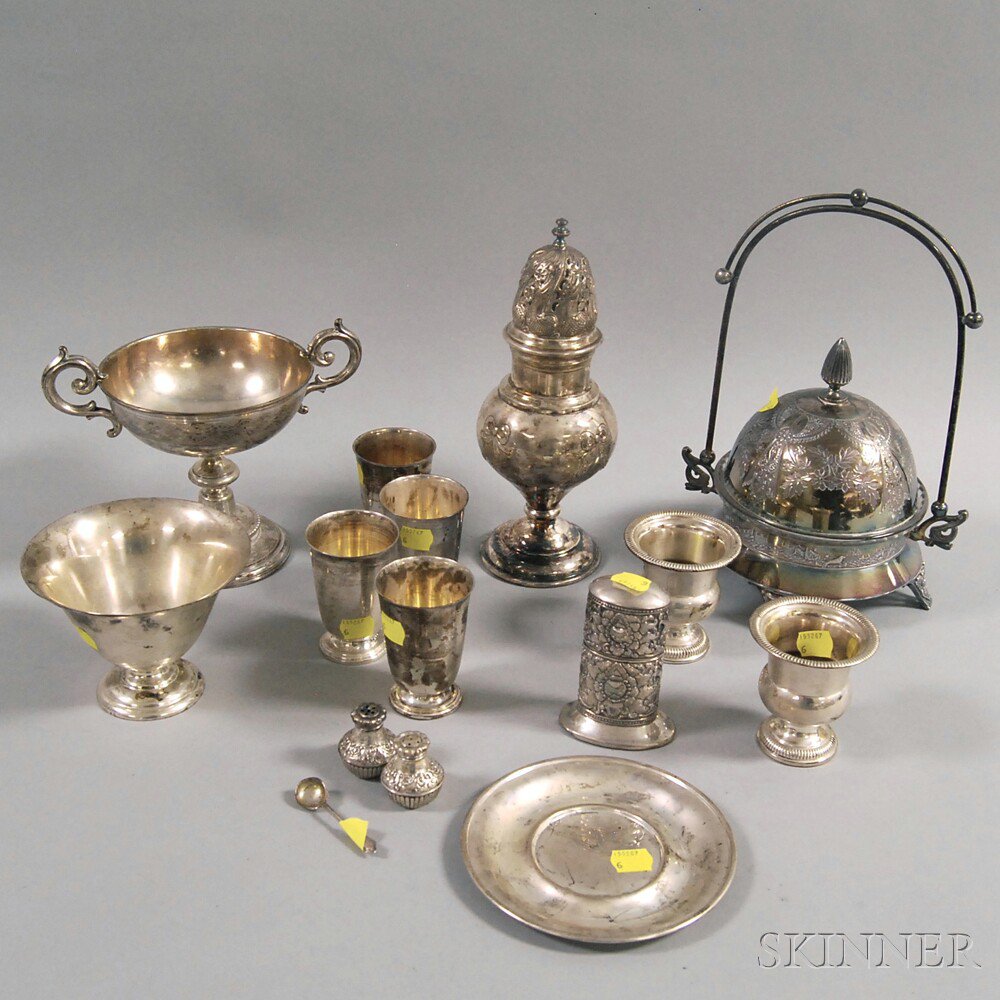 Appraisal: Group of Sterling Silver and Silver-plated Tableware including a pair