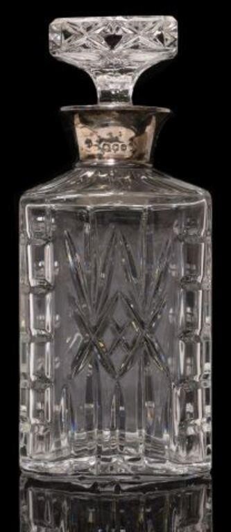 Appraisal: English silver-mounted glass whiskey decanter Da-mar Silverware c Silver Jubilee